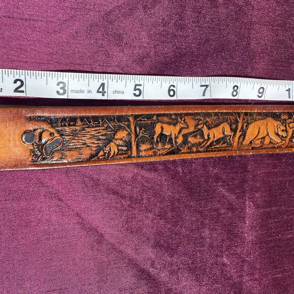 33-(VB&B) Vintage. Tooled Leather. Angler. Belt. Rare - Picture 14 of 16